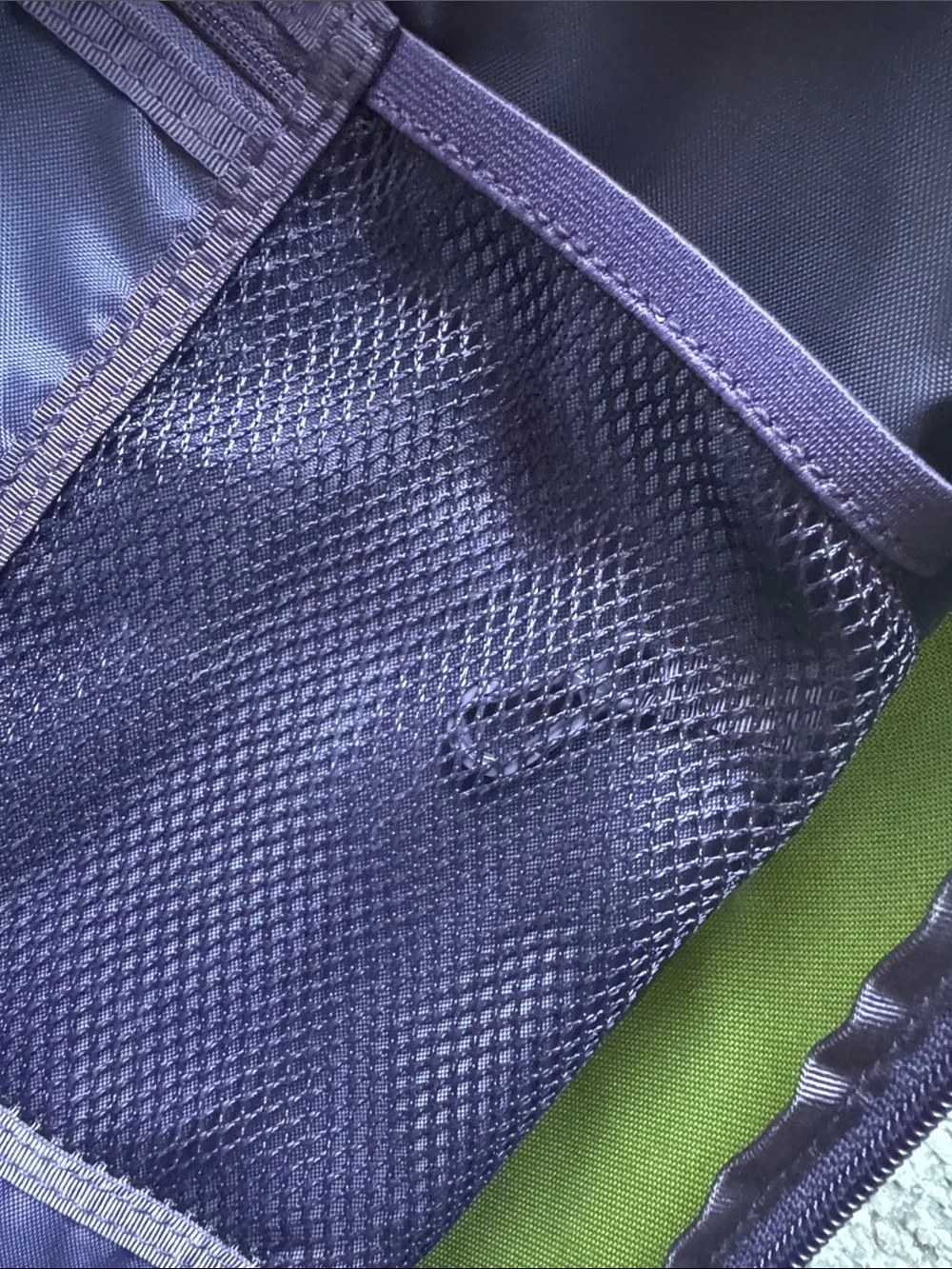 Patagonia Atom 18L Olive Green Backpack with Purple Accents